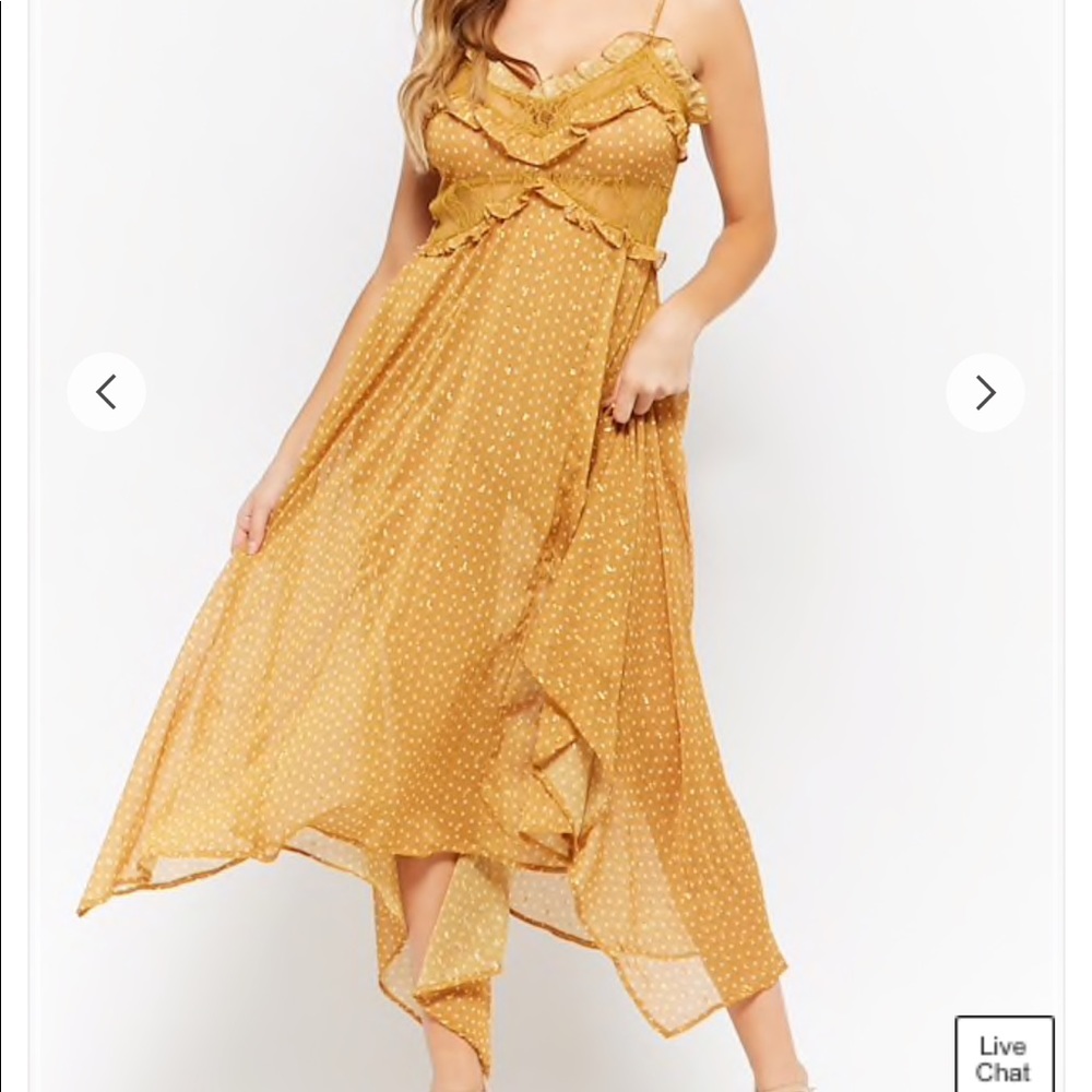 Forever 21 diamond dot chiffon dress size M